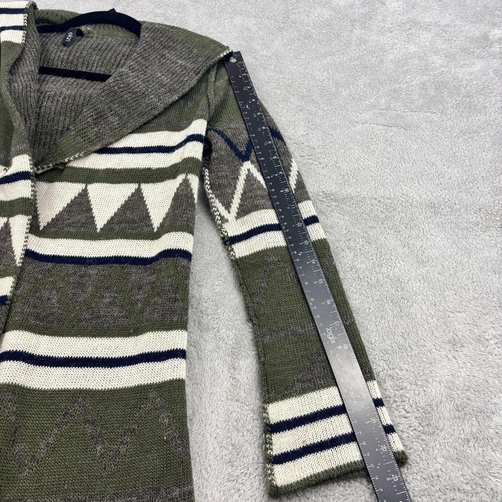 Elan Cardigan Wool Blend Sweater Womens S Olive Green Hooded Aztec Boho Goblin - Picture 13 of 16